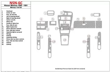 Nissan Maxima 1989-1991 Full Set, Manual Gearbox, 20 Parts set BD Interieur Dashboard Bekleding Volhouder