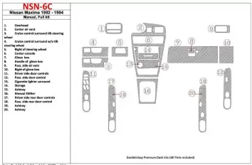 Nissan Maxima 1989-1991 Full Set, Manual Gearbox, 20 Parts set Interior BD Dash Trim Kit