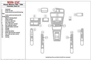 Nissan Maxima 1992-1994 Automatic Gearbox, Basic Set, 18 Parts set Interior BD Dash Trim Kit