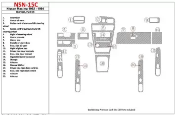 Nissan Maxima 1992-1994 Manual Gearbox, Full Set, 20 Parts set Interior BD Dash Trim Kit