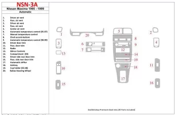 Nissan Maxima 1995-1999 Automatic Gearbox, 21 Parts set BD Interieur Dashboard Bekleding Volhouder