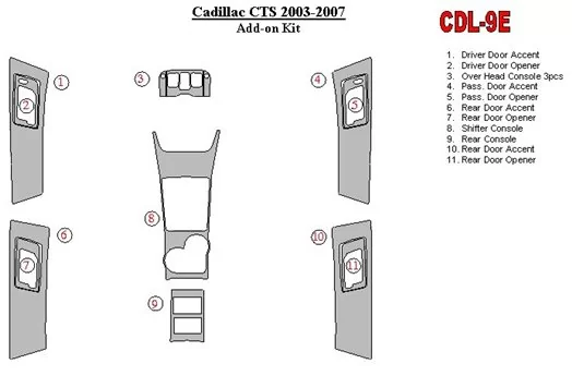 Cadillac CTS 2003-2007 additional kit BD Interieur Dashboard Bekleding Volhouder