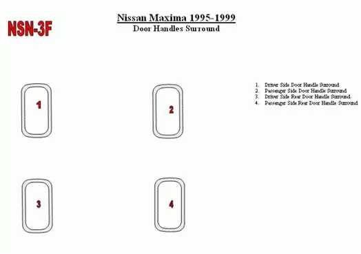 Nissan Maxima 1995-1999 Des portes Inserts, 4 Parts set BD Kit la décoration du tableau de bord - 1 - habillage decor de tableau