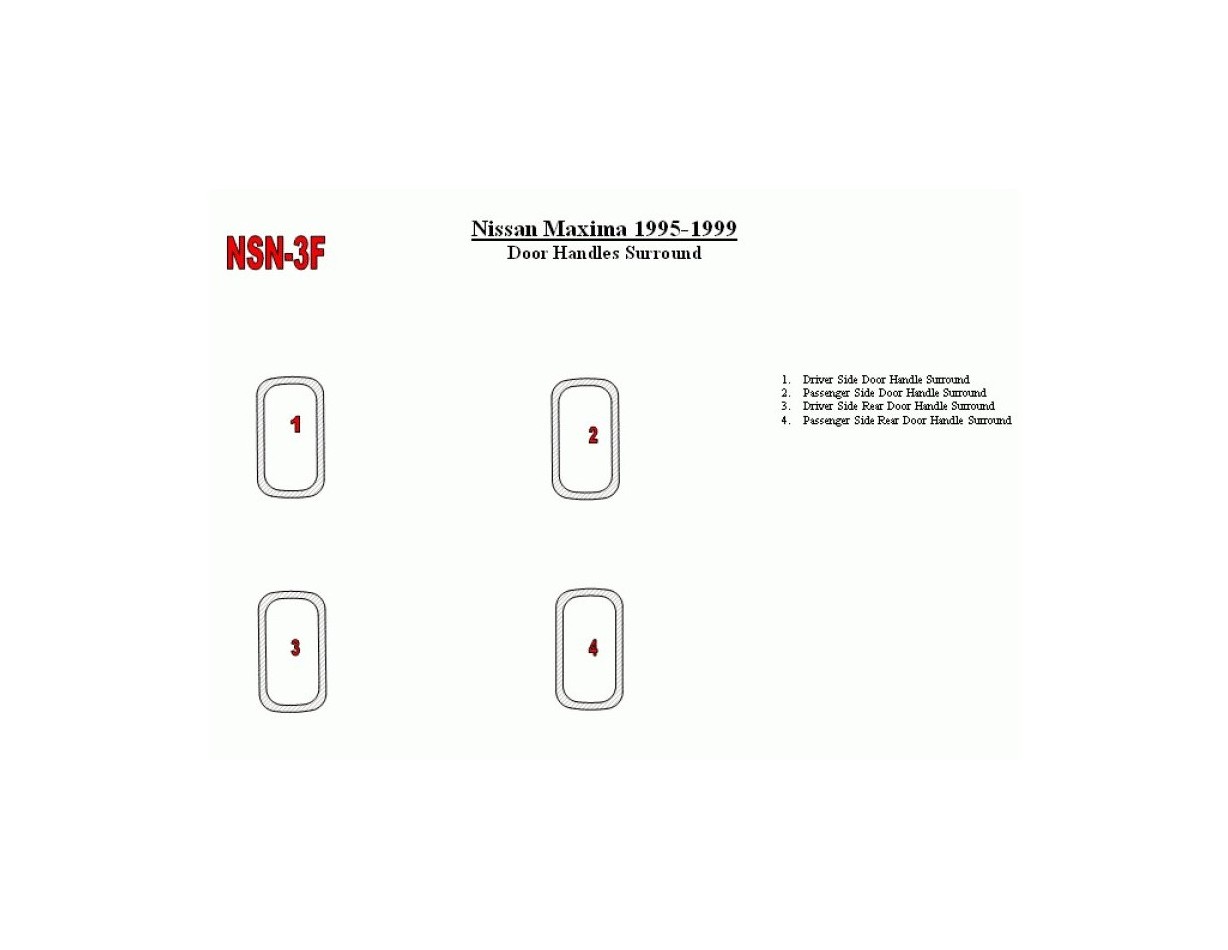 Nissan Maxima 1995-1999 Doors Inserts, 4 Parts set BD Interieur Dashboard Bekleding Volhouder