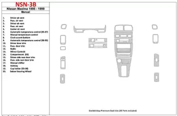 Nissan Maxima 1995-1999 Manual Gearbox, 21 Parts set BD innenausstattung armaturendekor cockpit dekor - 1- Cockpit Dekor Innenra