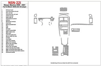 Nissan Maxima 2000-2001 Ensemble Complet, Boîte automatique, Radio Avec CD Player, OEM Compliance, 30 Parts set BD Décoration de