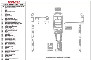 Nissan Maxima 2000-2001 Full Set, Automatic Gearbox, Radio Without CD Player, 40 Parts set Interior BD Dash Trim Kit