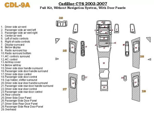 Cadillac CTS 2003-2007 Full Set Interior BD Dash Trim Kit