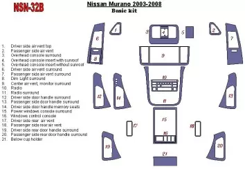 Nissan Murano 2003-2008 Paquet de base BD Kit la décoration du tableau de bord - 2 - habillage decor de tableau de bord