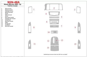 Nissan Murano 2009-UP Ensemble Complet, S model BD Kit la décoration du tableau de bord - 1 - habillage decor de tableau de bord