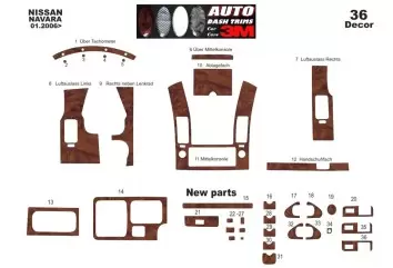 Nissan Navara D40 02.06 - 12.10 Kit Rivestimento Cruscotto all'interno del veicolo Cruscotti personalizzati 36-Decori