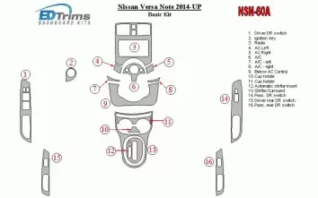 Nissan Note 2014-UP Paquet de base BD Kit la décoration du tableau de bord - 2 - habillage decor de tableau de bord