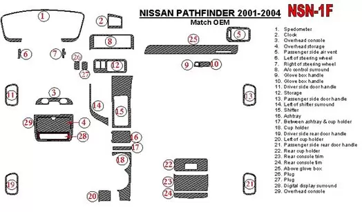 Nissan Pathfinder 2001-2004 OEM Compliance Interior BD Dash Trim Kit