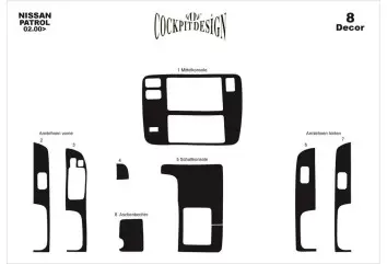 Nissan Patrol 02.00 - 06.04 Kit Rivestimento Cruscotto all'interno del veicolo Cruscotti personalizzati 8-Decori