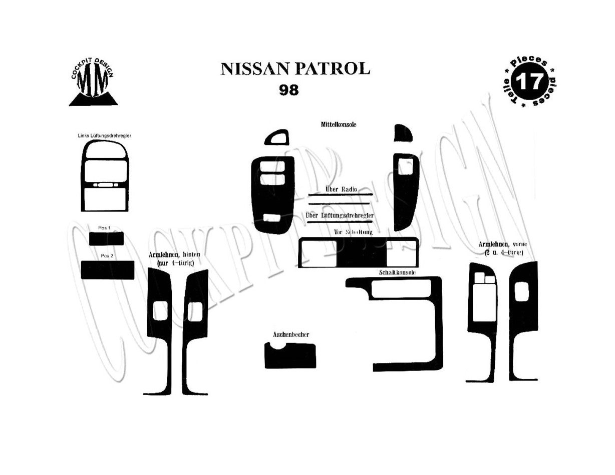 Nissan Patrol 1998 Mittelkonsole Armaturendekor Cockpit Dekor 17-Teilige - 1- Cockpit Dekor Innenraum