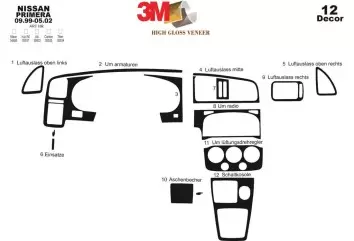 Nissan Primera 09.99-05.02 3M 3D Interior Dashboard Trim Kit Dash Trim Dekor 12-Parts
