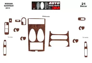 Nissan Qashqa? 01.2013 3M 3D Interior Dashboard Trim Kit Dash Trim Dekor 21-Parts
