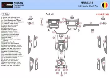 Nissan Qashqai 2013–2021 3D Inleg dashboard Interieurset aansluitend en pasgemaakt op he 45-Teile