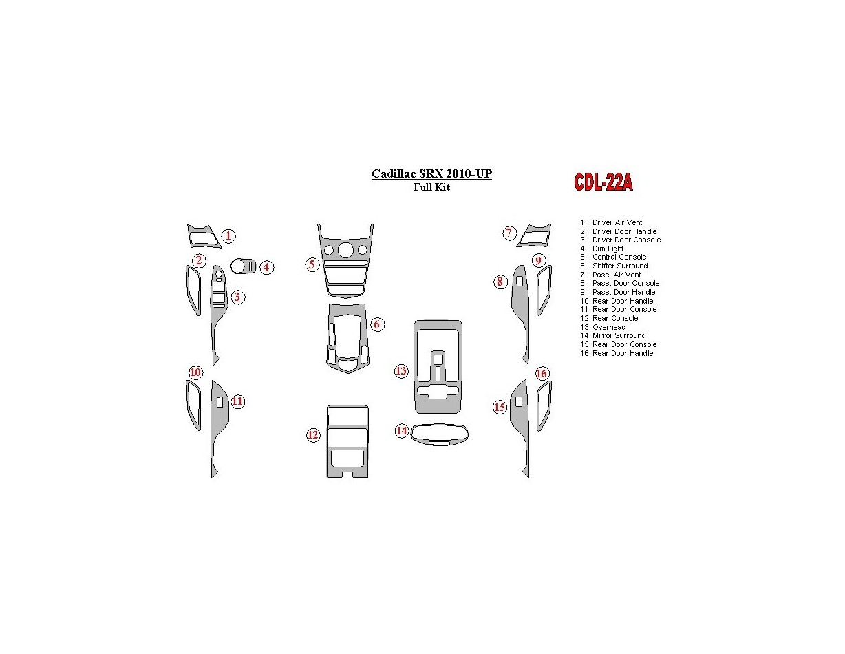 Cadillac SRX 2010-UP Voll Satz BD innenausstattung armaturendekor cockpit dekor - 1- Cockpit Dekor Innenraum
