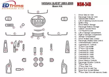 Nissan Quest 2003-2006 Paquet de base BD Kit la décoration du tableau de bord - 1 - habillage decor de tableau de bord