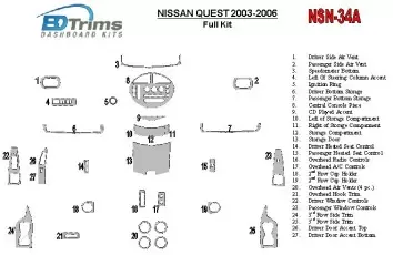 Nissan Quest 2003-2006 Full Set Interior BD Dash Trim Kit