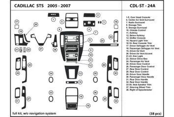 Cadillac STS 2008-2012 Ensemble Complet, Avec NAVI, Sans NAVI BD Kit la décoration du tableau de bord - 1