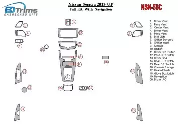 Nissan Sentra 2013-UP With NAVI Interior BD Dash Trim Kit