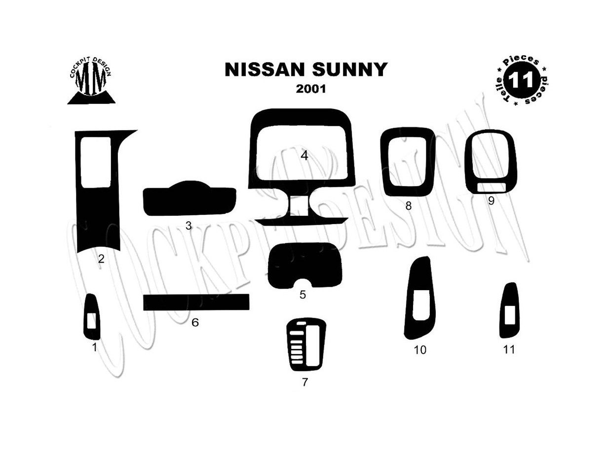 Nissan Sunny 01.2001 3D Inleg dashboard Interieurset aansluitend en pasgemaakt op he 11 -Teile