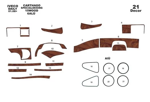 CARTHAGO Iveco 01.2007 Kit Rivestimento Cruscotto all'interno del veicolo Cruscotti personalizzati 21-Decori