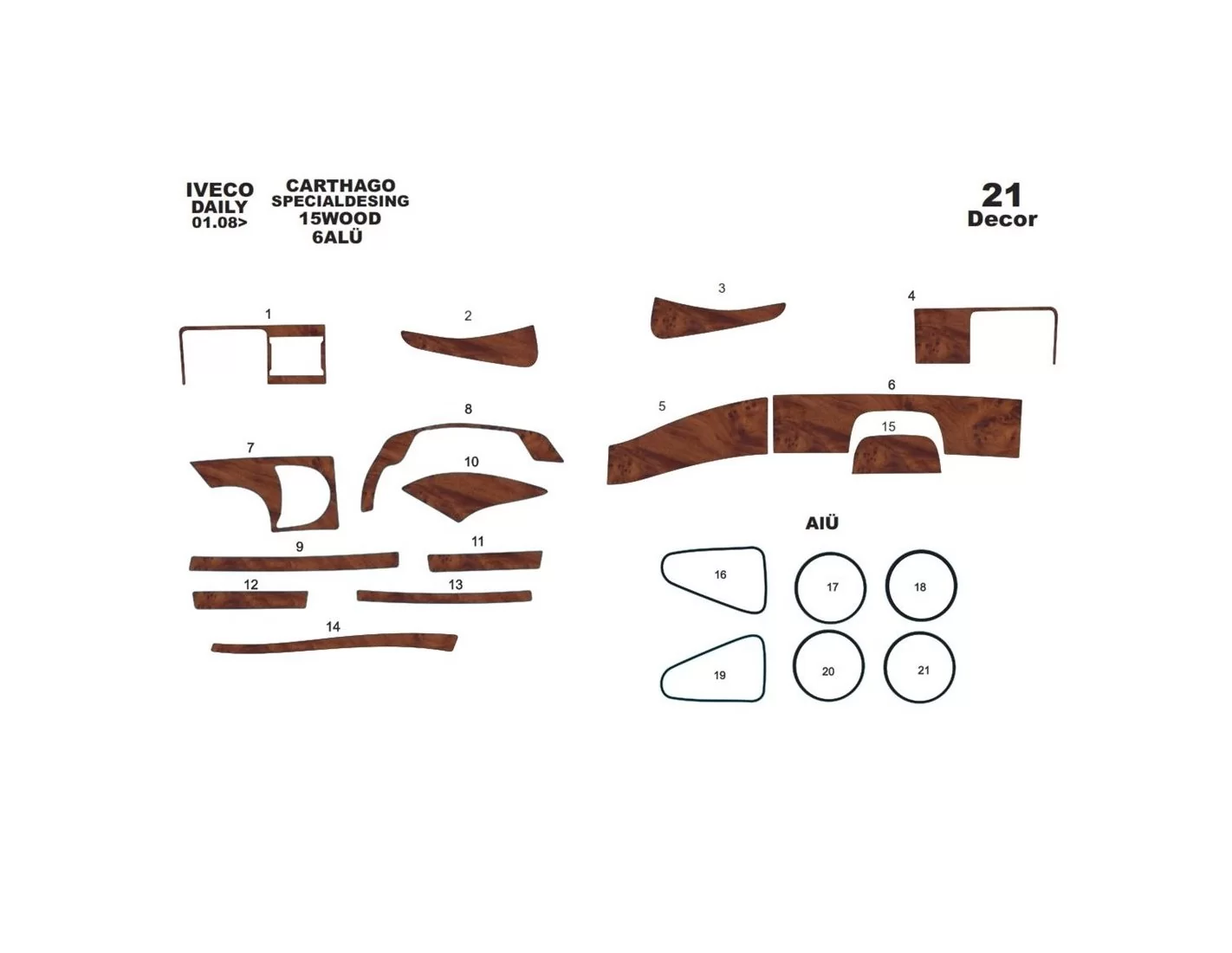 CARTHAGO Iveco 01.2007 Kit Rivestimento Cruscotto all'interno del veicolo Cruscotti personalizzati 21-Decori