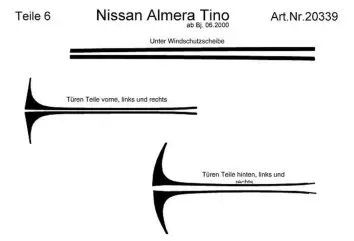 Nissan Tino 01.2000 3D Inleg dashboard Interieurset aansluitend en pasgemaakt op he 6 -Teile
