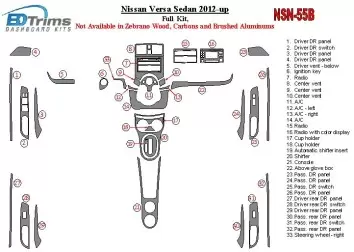 Nissan Versa 2012-UP Full Set Interior BD Dash Trim Kit