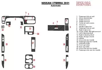 Nissan Xterra 2001-2001 Automatic Gearbox 21 Parts set BD Interieur Dashboard Bekleding Volhouder