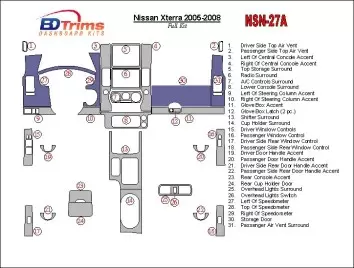 Nissan Xterra 2005-2008 Full Set BD Interieur Dashboard Bekleding Volhouder