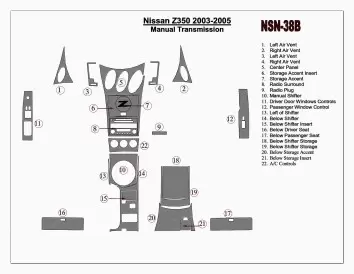 Nissan Z350 2003-2005 Manual Gear Box Cruscotto BD Rivestimenti interni