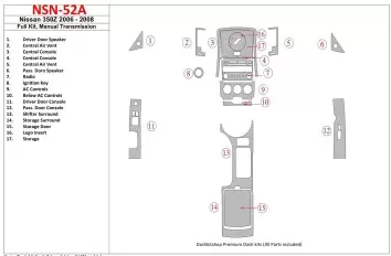 Nissan Z350 2006-2008 Full Set, Manual Gear Box Interior BD Dash Trim Kit