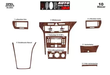 Opel Astra H 01.04 - 08.10 Kit Rivestimento Cruscotto all'interno del veicolo Cruscotti personalizzati 10-Decori