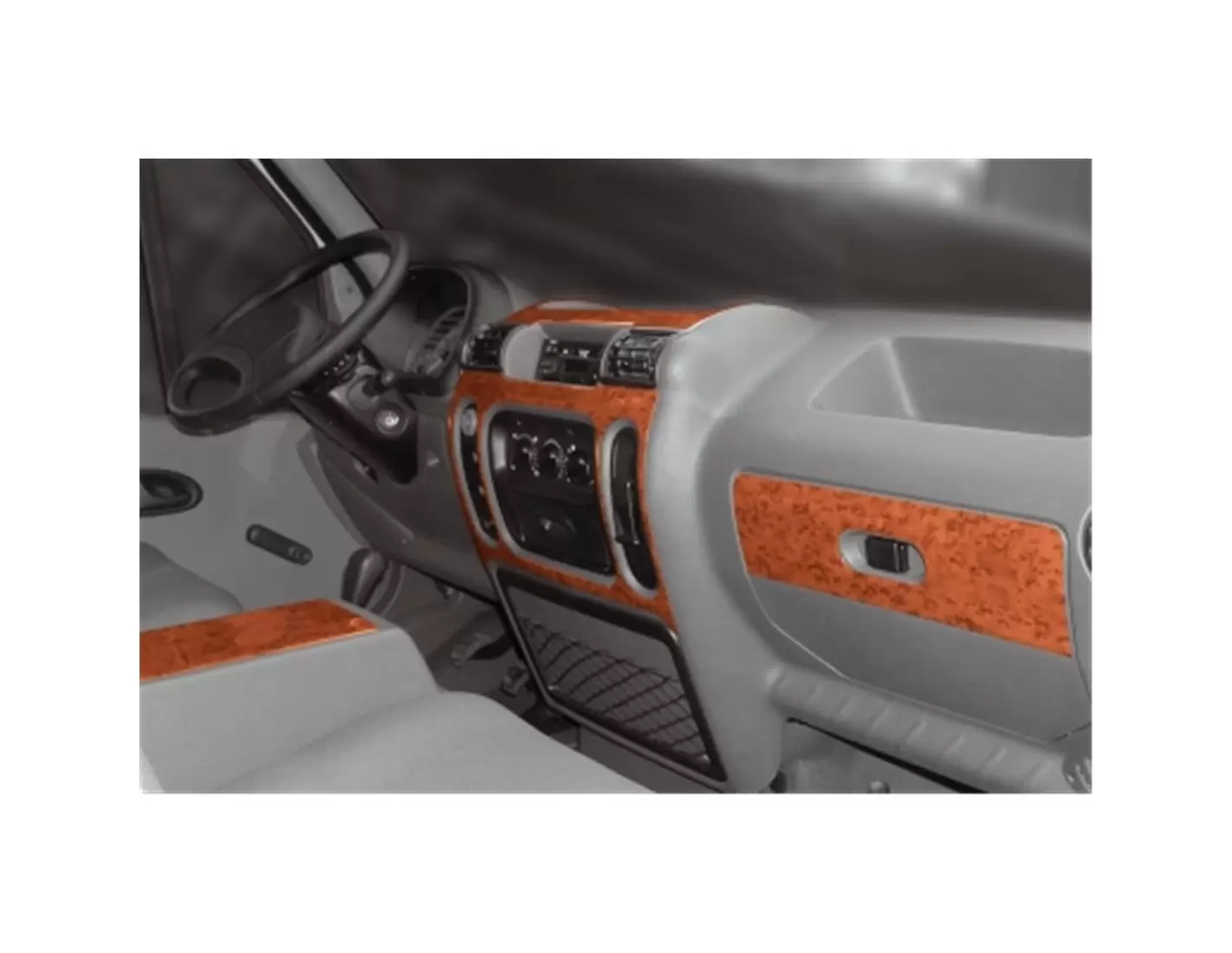 Opel Movano 01.99 - 12.03 3D Inleg dashboard Interieurset aansluitend en pasgemaakt op he 6 -Teile