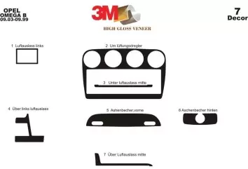 Opel Omega B1 09.93 - 08.99 3D Inleg dashboard Interieurset aansluitend en pasgemaakt op he 7 -Teile