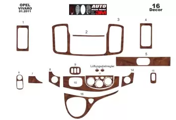 Opel Vivaro 01.2011 3M 3D Interior Dashboard Trim Kit Dash Trim Dekor 16-Parts
