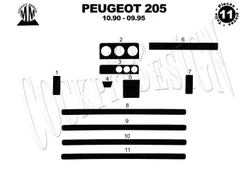 Peugeot 205 10.90-09.95 3M 3D Interior Dashboard Trim Kit Dash Trim Dekor 11-Parts