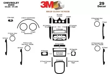 Chevrolet Aveo 03.04 - 01.06 Kit Rivestimento Cruscotto all'interno del veicolo Cruscotti personalizzati 29-Decori