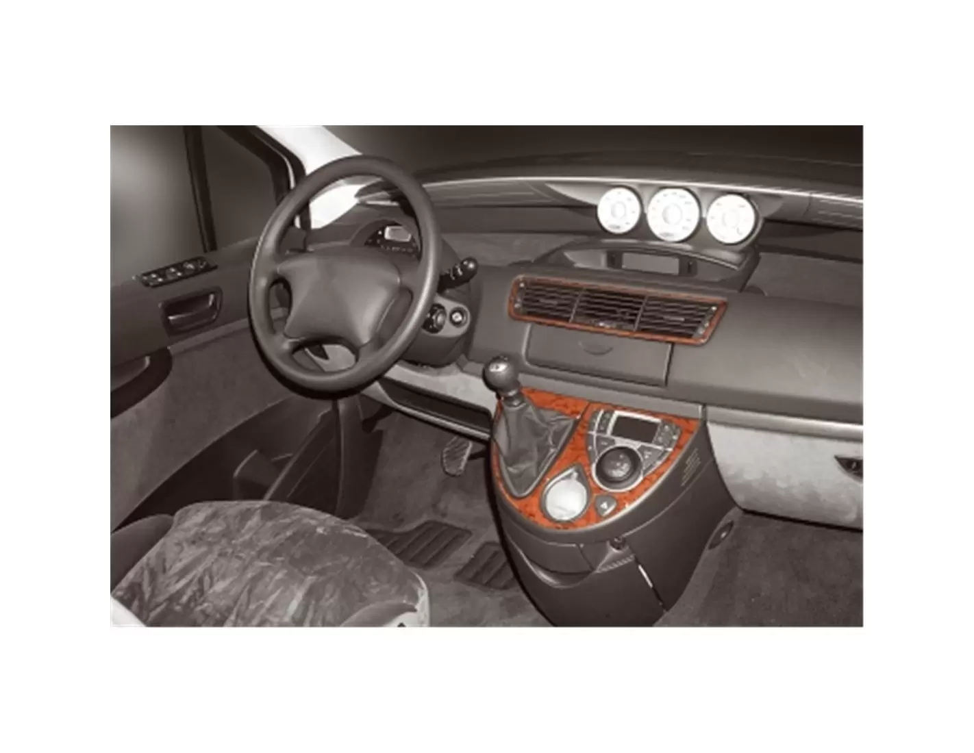 Peugeot 807 02.2002 3D Inleg dashboard Interieurset aansluitend en pasgemaakt op he 4 -Teile
