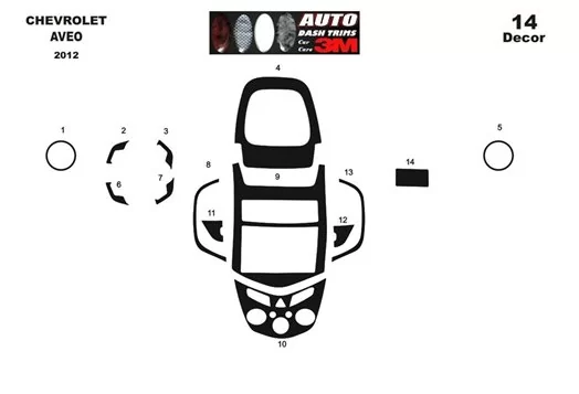 Chevrolet Aveo 2012 3D Inleg dashboard Interieurset aansluitend en pasgemaakt op he 14-Teile