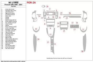 Porsche 996 1999-2001 Full Set BD Interieur Dashboard Bekleding Volhouder