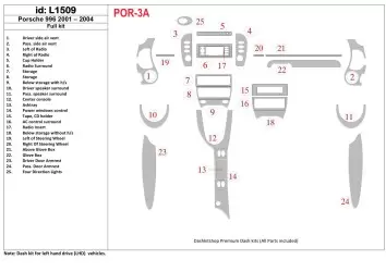 Porsche Boxter 1998-UP Full Set Cruscotto BD Rivestimenti interni