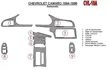 Chevrolet Camaro 1994-1996 Boîte automatique, 9 Parts set BD Kit la décoration du tableau de bord - 1 - habillage decor de table