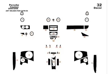 PORSCHE CAYMAN 2006-2008 3D Inleg dashboard Interieurset aansluitend en pasgemaakt op he 32 -Teile