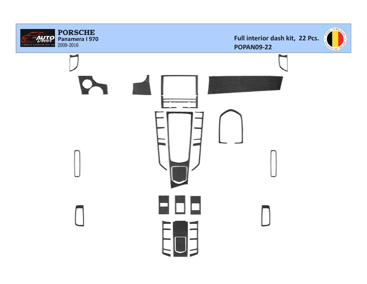 Porsche Panamera 2009-2015 3M 3D Interior Dashboard Trim Kit Dash Trim Dekor 14-Parts