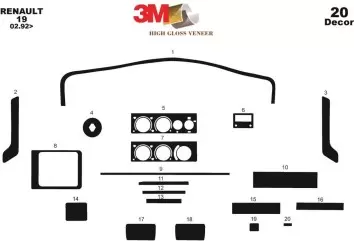 Renault 19 Europa 02.92 - 12.99 3D Inleg dashboard Interieurset aansluitend en pasgemaakt op he 20 -Teile